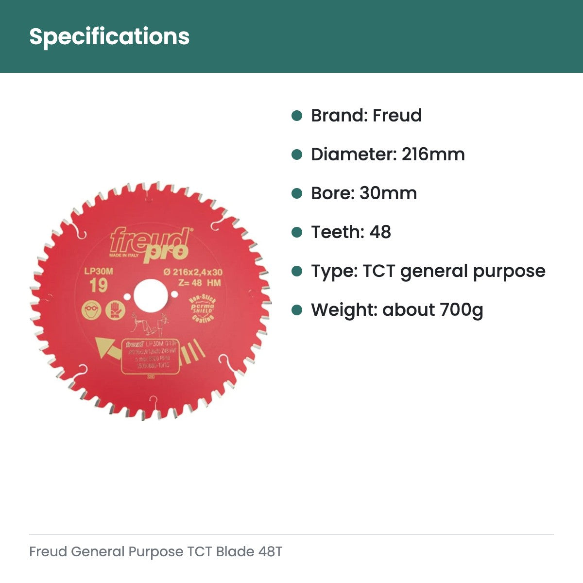 Freud General Purpose TCT Blade 48T - specifications