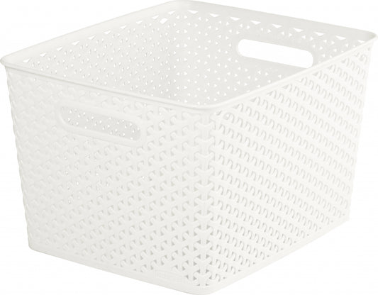 Curver Nestable Rattan Basket Vintage White 18L