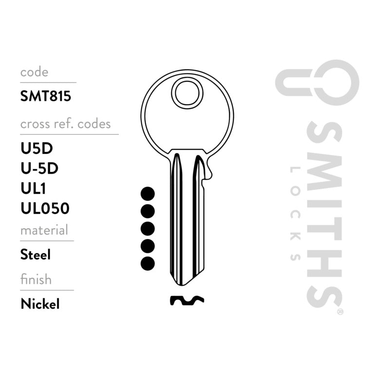 Smiths Locks Universal 5 Pin Cylinder Key Blank