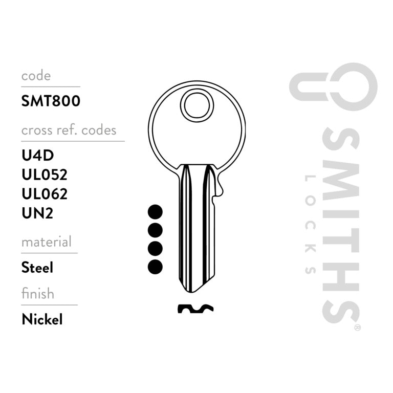 Smiths Locks Universal 4 Pin Cylinder Key Blank