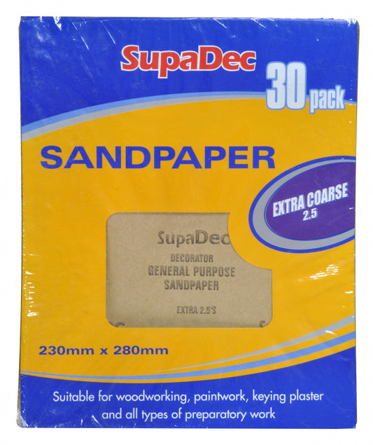 SupaDec General Purpose Sandpaper Pack 30 Extra Coarse 2.5