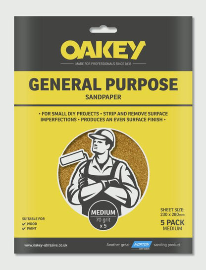 Oakey General Purpose Sandpaper 5 Pack