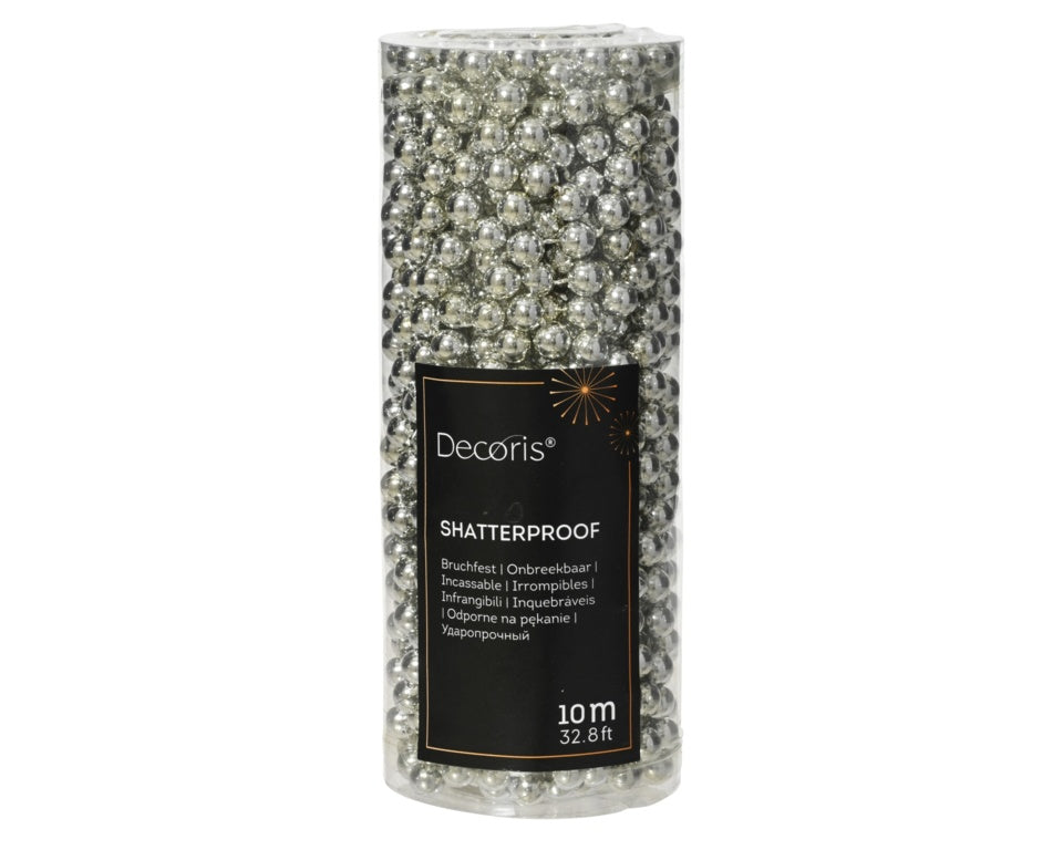 Kaemingk 10m Bead Garland Polystyrene Silver
