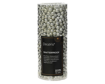 Kaemingk 10m Bead Garland Polystyrene Silver