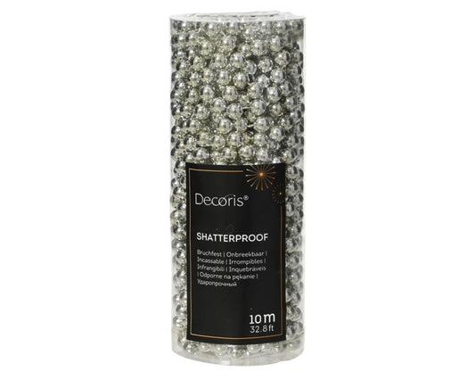 Kaemingk 10m Bead Garland Polystyrene Silver