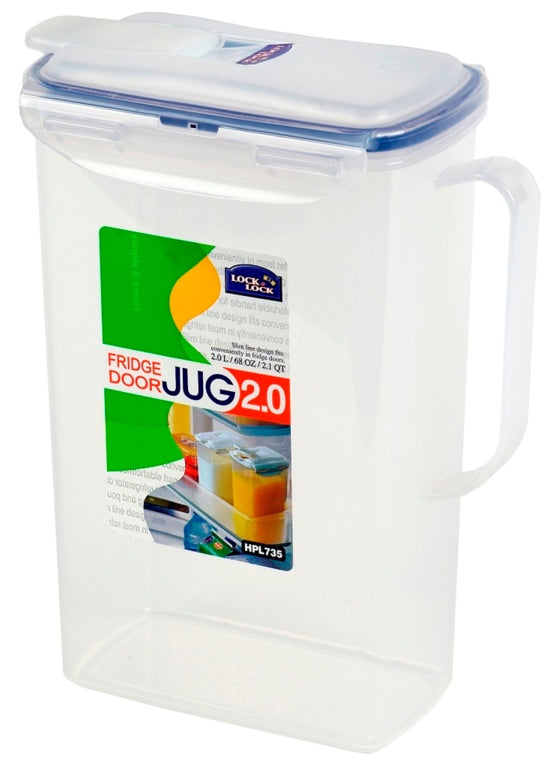 Locknlock Rectangular Fridge Door Jug - Clear/Blue