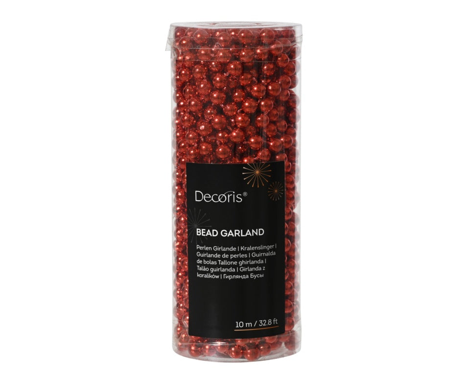 Kaemingk 10m Bead Garland Polystyrene Christmas Red