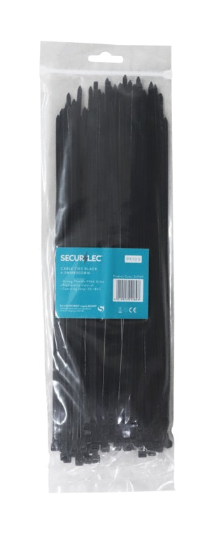 Securlec Black Cable Ties 4.5mm x 300mm Pack 100