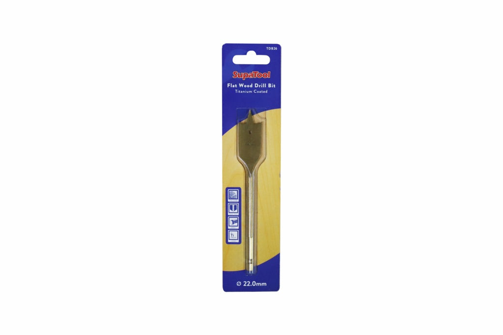 SupaTool Titanium Coated Flat Wood Drill Bits 22mm