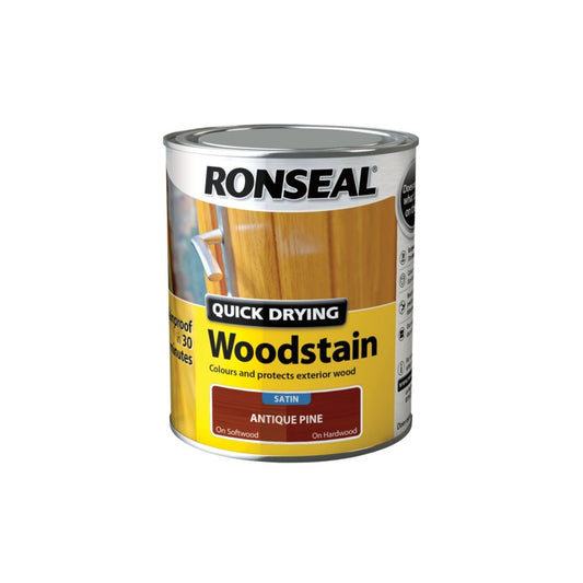 Ronseal Quick Drying Woodstain Satin 750ml Antique Pine