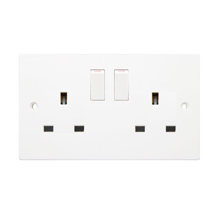Securlec 2 Gang Switched Socket Double Pole Square Edge