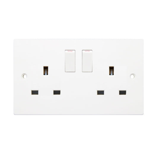 Securlec 2 Gang Switched Socket Double Pole Square Edge