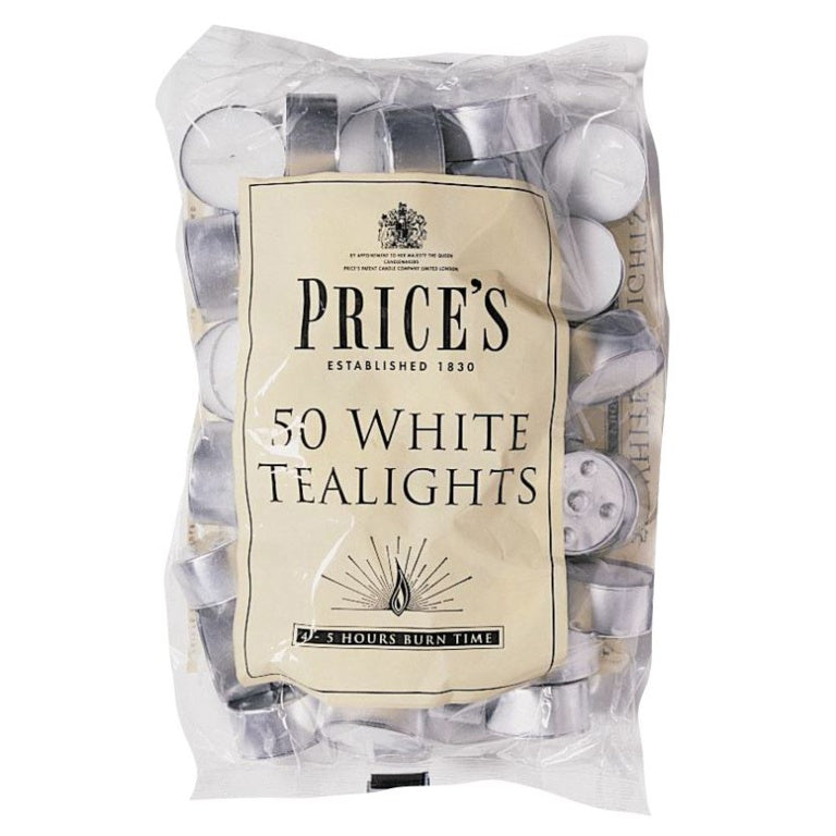 Prices Candles White Tealights Pack 50