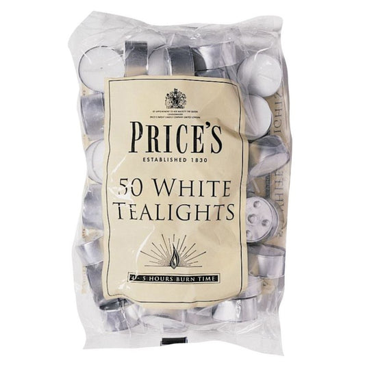 Prices Candles White Tealights Pack 50