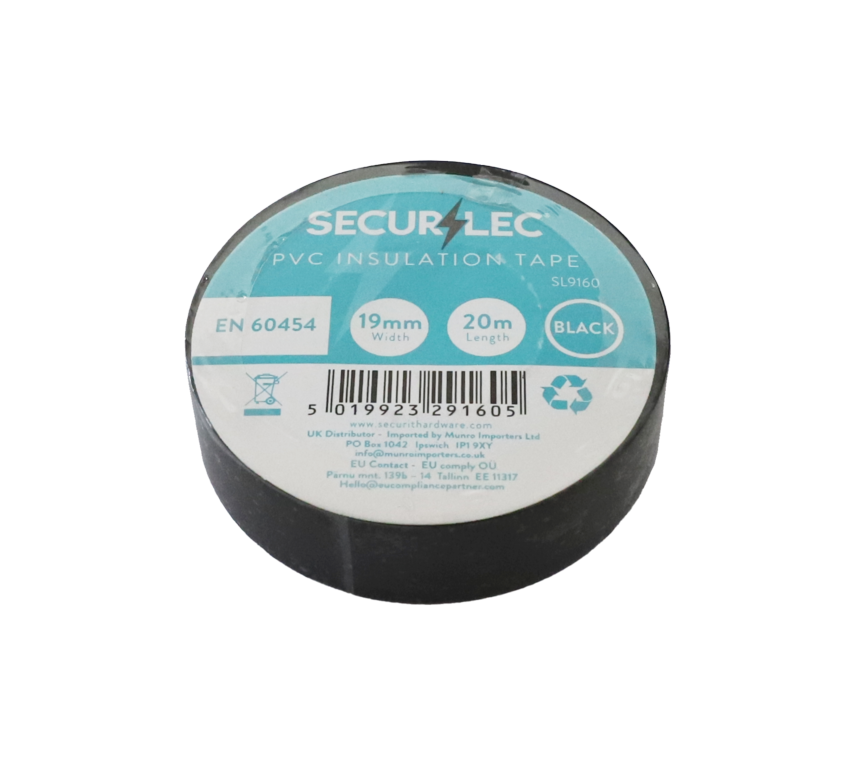 Securlec PVC Insulation Tapes Black 20m Pack 10