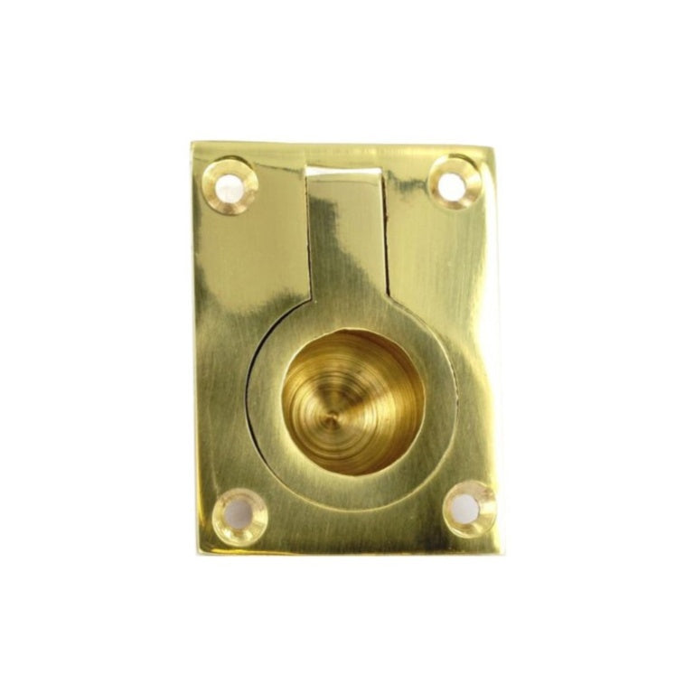 Securit Brass flush ring handle 63mm, Pack of 5 - only available by special order