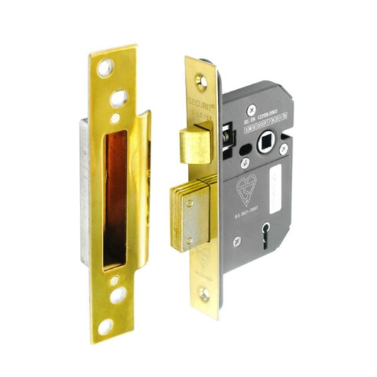 Securit 5 Lever Sashlock BS3621 75mm Brass Plated