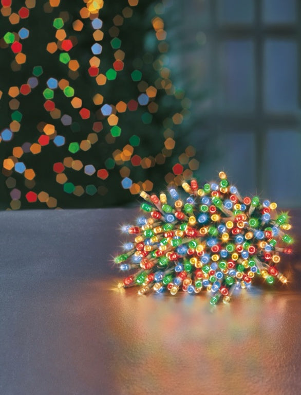 Premier 200 LED Multi Action Supabrights With Timer Multi Coloured /Clear Cable
