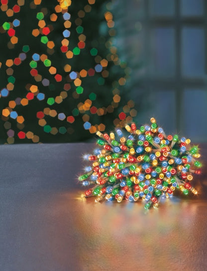 Premier 200 LED Multi Action Supabrights With Timer Multi Coloured /Clear Cable
