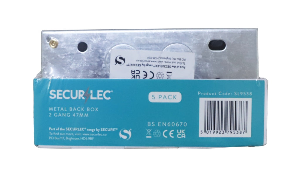 Securlec 47mm 2 Gang Metal Box to BS4664