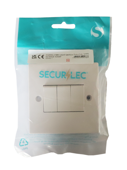 Securlec Square 3 Gang 2 Way Light Switch