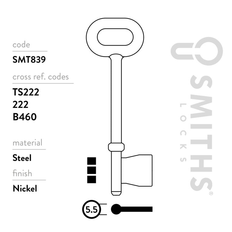 Smiths Locks Legge H Mortice Key Blank