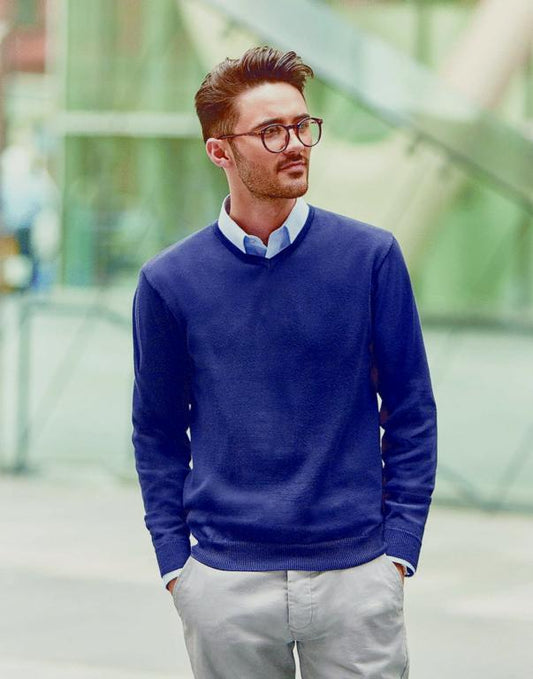 Acylic Cotton Lightweight V-Neck Jumper