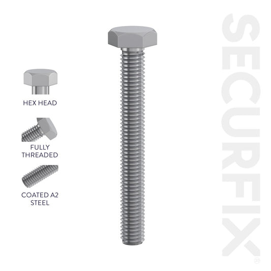 Securfix Hex Head Set Screws M6 x 3 1/8"-M6 x 80mm Pack of 100