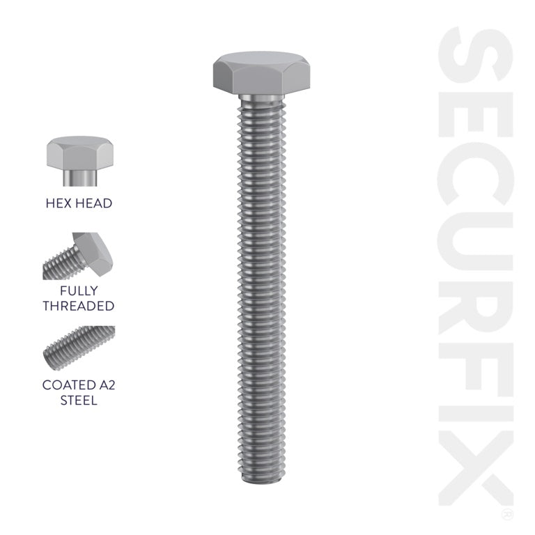 Securfix Hex Head Set Screws M8 x 3 15/16"-M8 x 100mm | Pack of 100