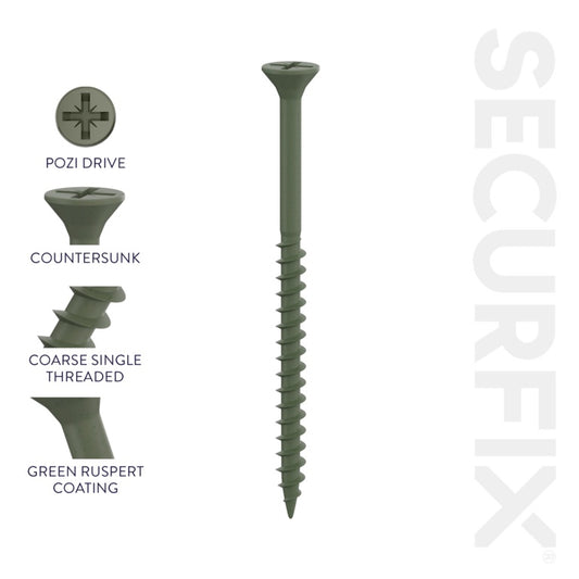 Securfix Green Decking Screws 9 x 2"-4.5 x 50mm | Pack of 1000