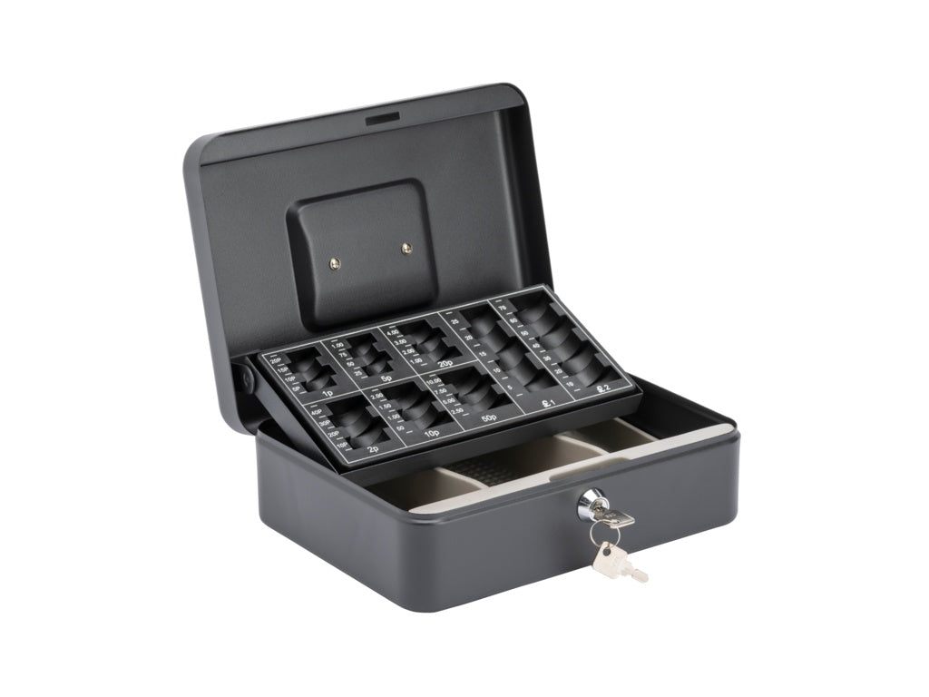 Sterling Cash Box With Coin Tray 10" Mixed Colours