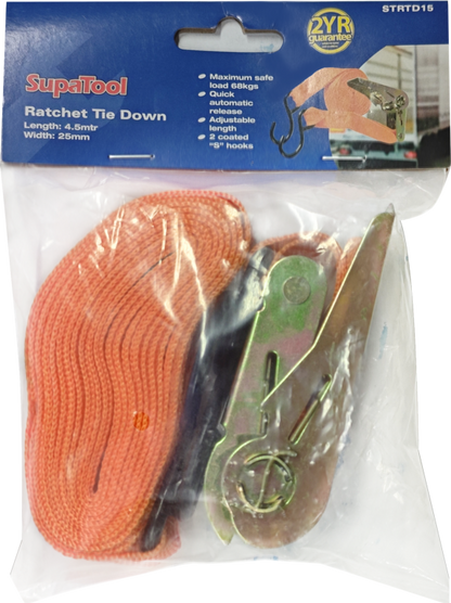 SupaTool Ratchet Tie Down 5" x 1" (Length: 4.5m Width: 25mm)