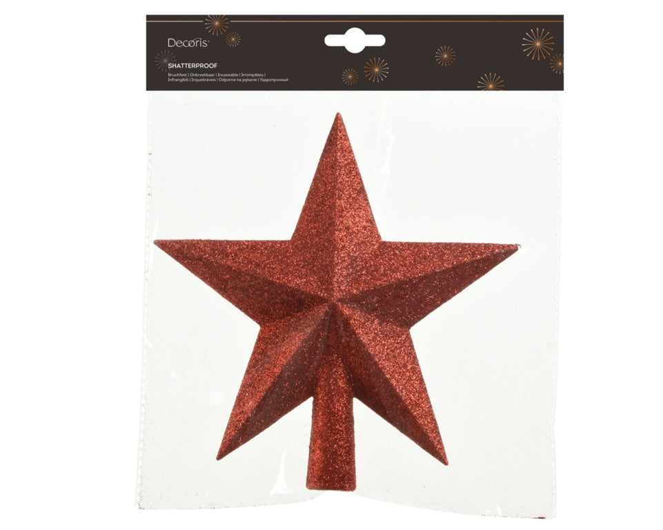 Kaemingk Tree Top Star Glitter Shatterproof Red
