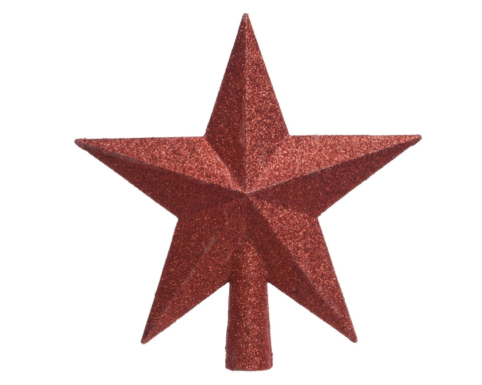 Kaemingk Tree Top Star Glitter Shatterproof Red