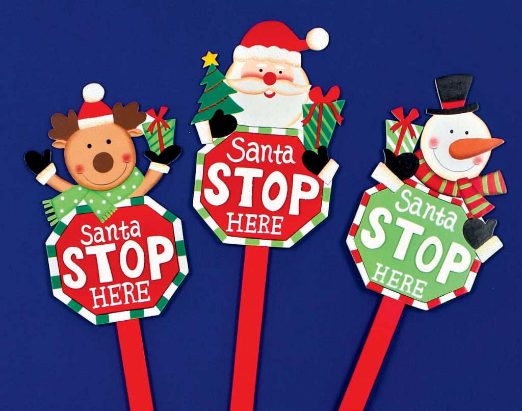 Premier Santa Stop Here Sign Santa/Snowman/Reindeer 68cm