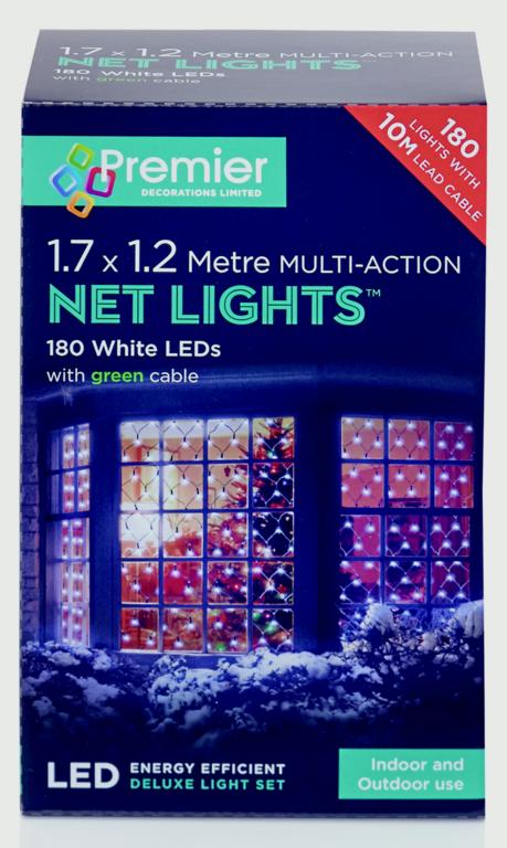 Premier Multi-Action LED Net Lights 180 LED 1.7 x 1.2m White