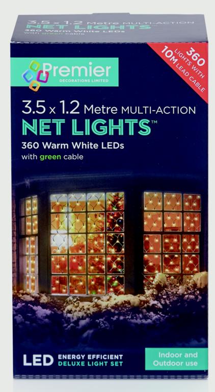 Premier Multi-Action LED Net Lights 360 LED 3.5x 1.2m Warm White