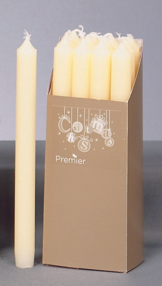 Premier Dinner Candles Pack 12 Ivory 25cm