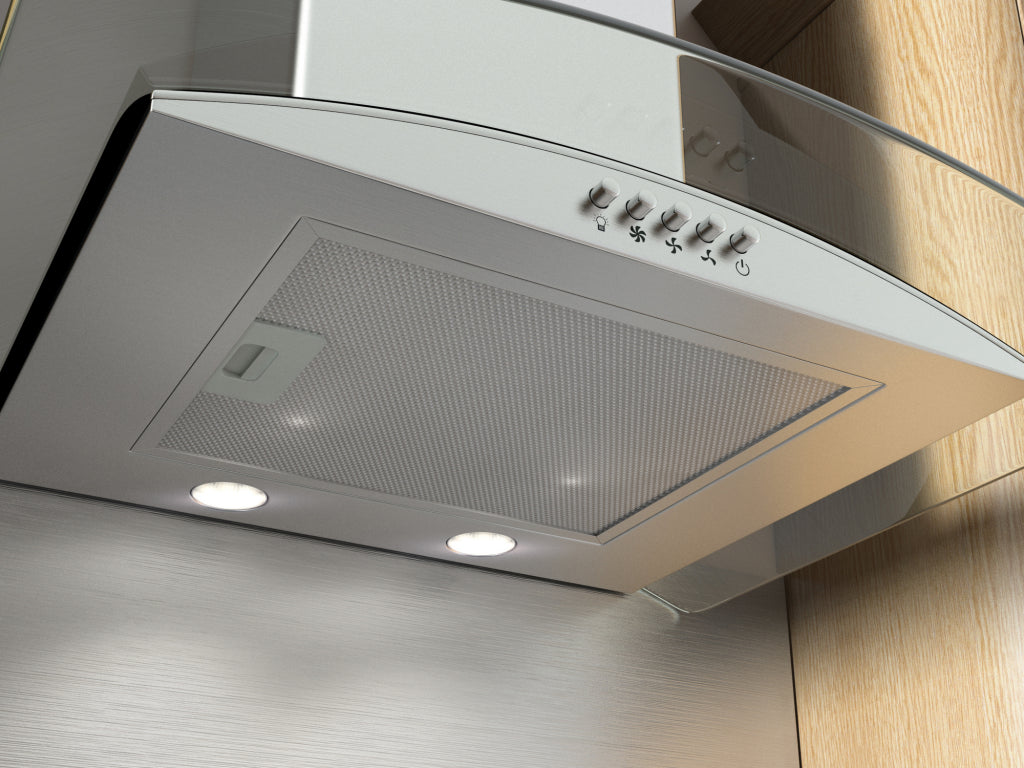 Kitchenplus Curved Glass Cooker Hood 600mm
