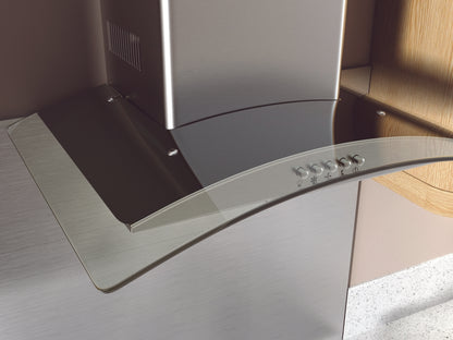 Kitchenplus Curved Glass Cooker Hood 600mm