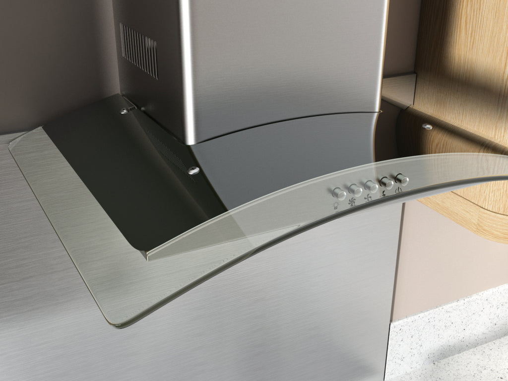 Kitchenplus Curved Glass Cooker Hood 600mm