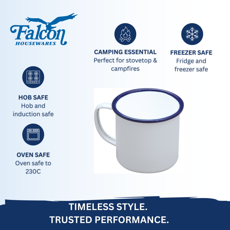 Falcon Enamel Mug - Traditional White 8cm x 284ml