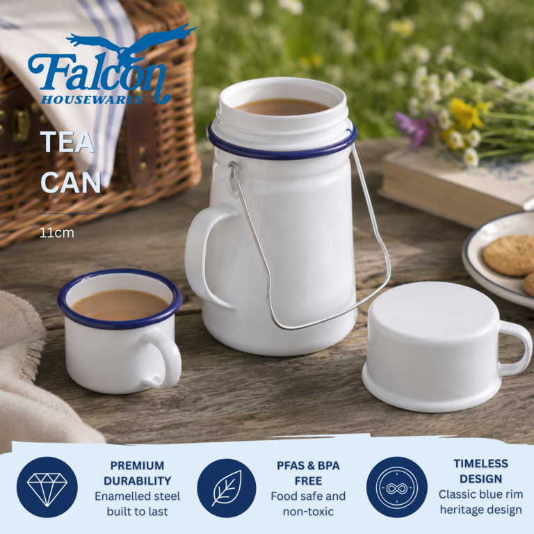 Falcon Tea Can Including Cup - Traditional White 11cm x 19D