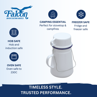 Falcon Tea Can Including Cup - Traditional White 11cm x 19D