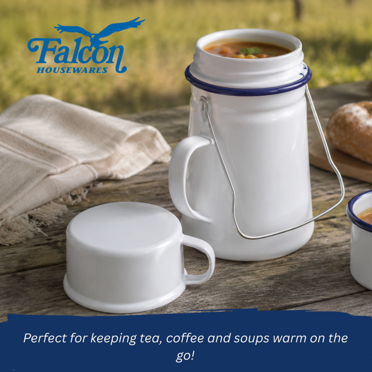 Falcon Tea Can Including Cup - Traditional White 11cm x 19D