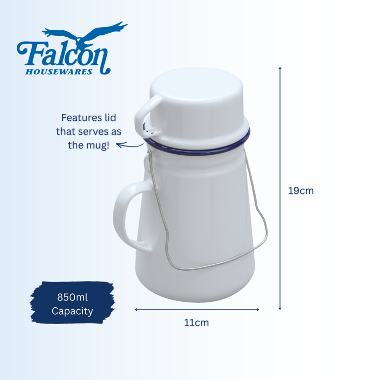 Falcon Tea Can Including Cup - Traditional White 11cm x 19D