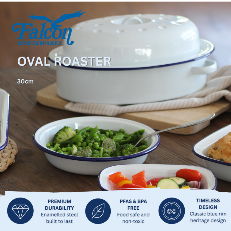 Falcon Falcon Oval Roaster - Traditional White 30cm x 21.5cm x 14.5D