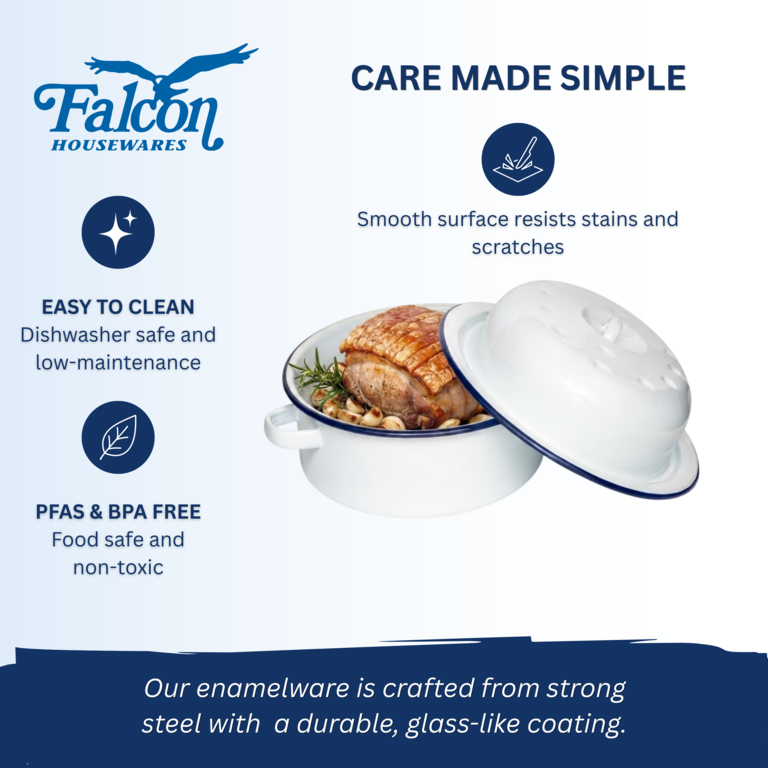 Falcon Falcon Oval Roaster - Traditional White 30cm x 21.5cm x 14.5D