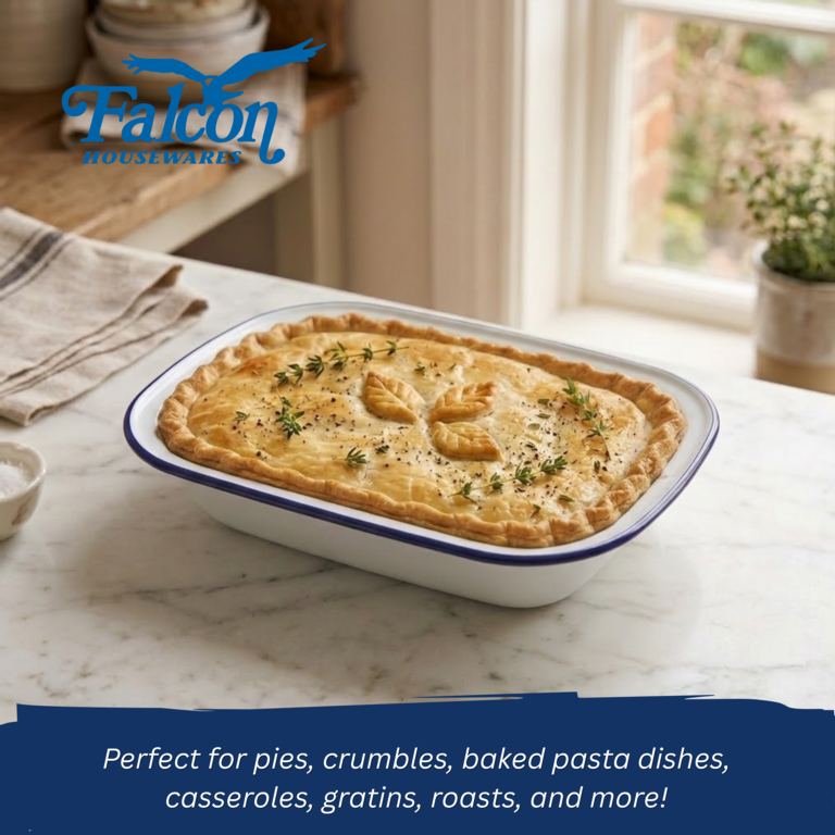 Falcon Oblong Pie Dish - Traditional White 22cm x 16.5cm x 5D