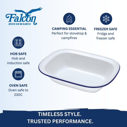 Falcon Oblong Pie Dish - Traditional White 24cm x 18cm x 5.5D